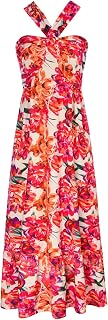 GRACE KARIN Women's Summer Floral Maxi Dress Backless Beach Guest Dress Flowy Swing Dress with Pockets
