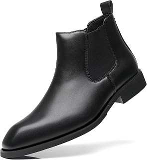 SANNAX Men's Chelsea Boots Classic Business Leather Shoes Casual Dress Ankle Boot
