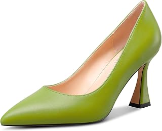 NobleOnly Women's Mid Heel Slip-on Closed Toe Pointed Toe Classic Dress Pumps Casual Office Summer Shoes 8.5 CM Heels
