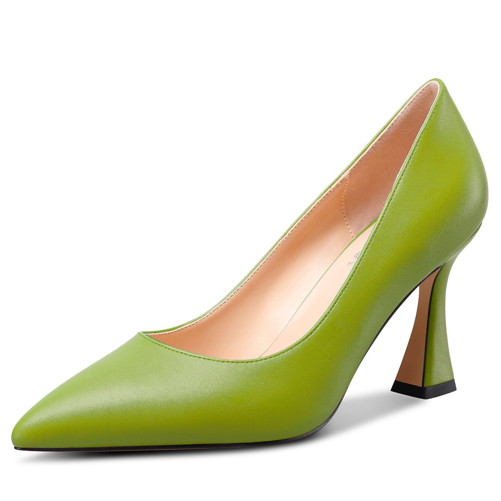 NobleOnly Women's Mid Heel Slip-on Closed Toe Pointed Toe Classic Dress Pumps Ca