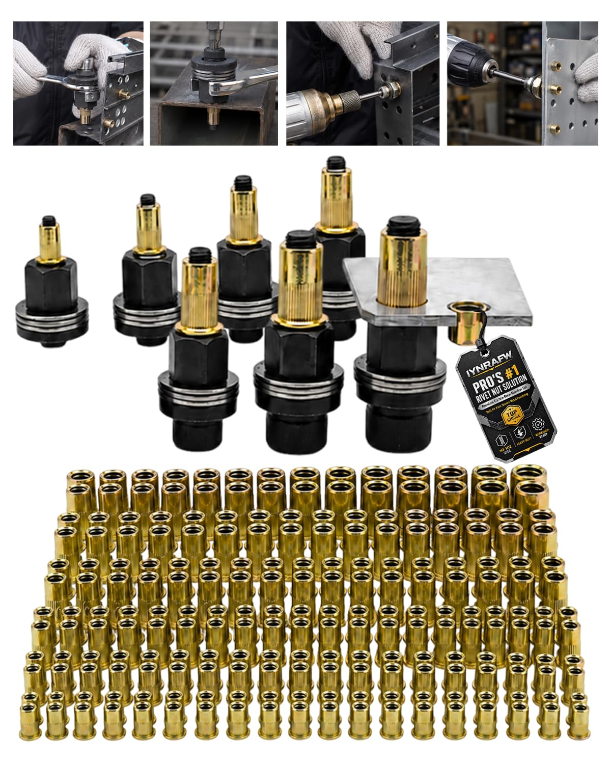Rivet Nut Tool Kit Carbon Steel Mandrel Head Set M3-M12 Rivet Nut Hardware | Man