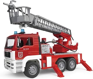 Bruder MAN Fire Engine Toy Truck – Realistic Water Pump, Lights & Sound Module – 1:16 Scale Emergency Vehicle for Kids Ages 3+