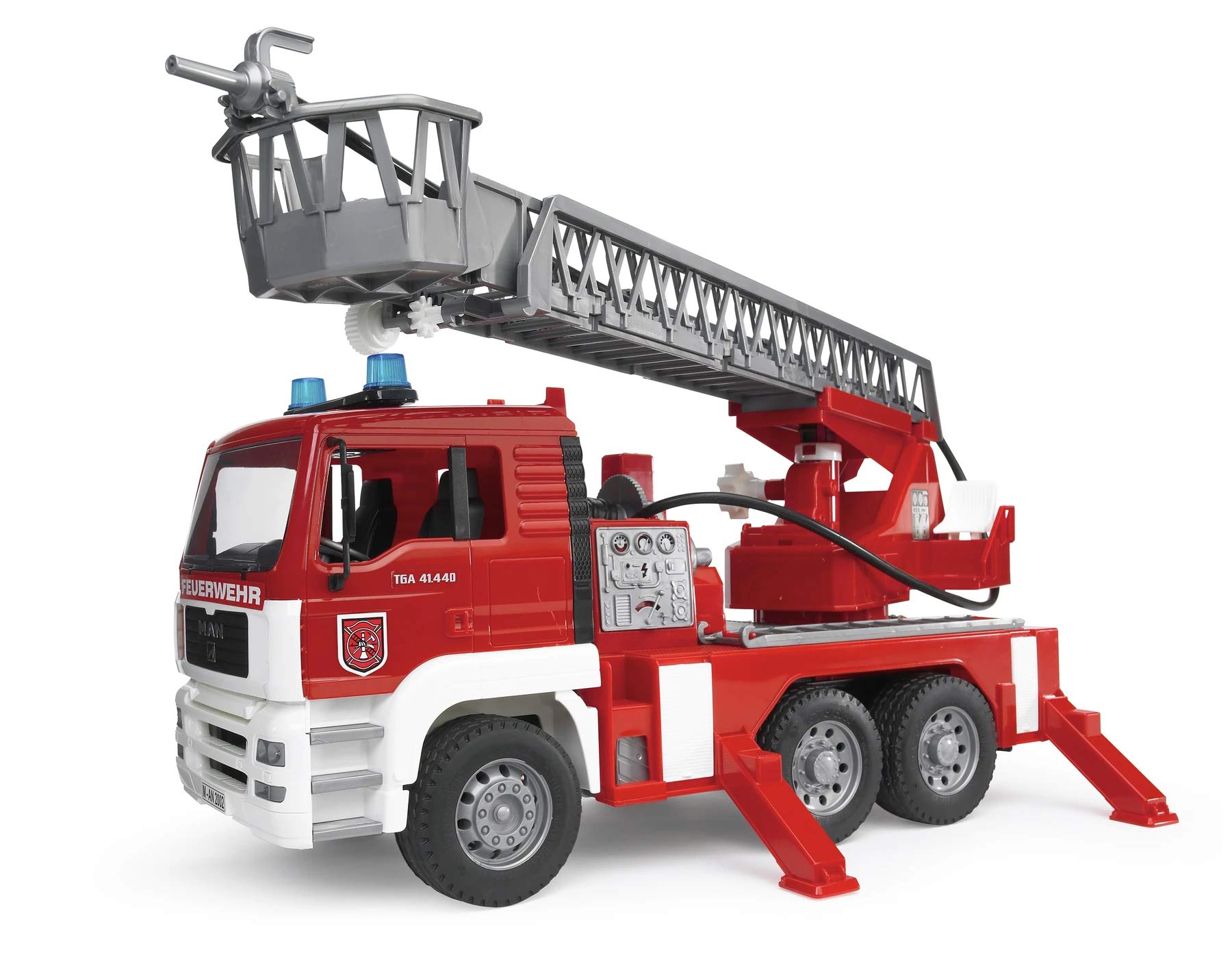 Bruder MAN Fire Engine Toy Truck – Realistic Water Pump, Lights & Sound Module –