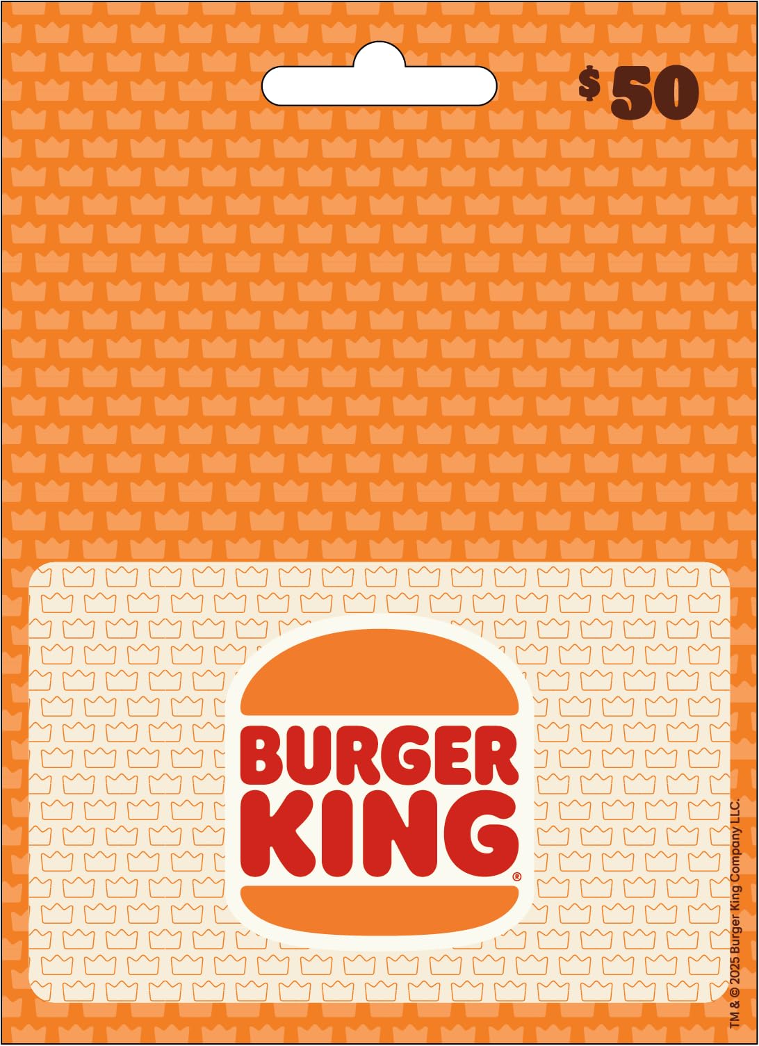 Burger King Physical Gift Card | Burger - $50
