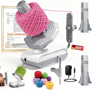 5.0 Upgraded Electric Yarn Winder【Top1 RPM German Motor】【S-Grade】 | Precision Gears】Wool Yarn Ball Winder Compact Automatic for Crocheting Super Strong Tension, Ideal for Home Studio Grey