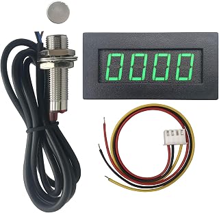 DIGITEN 4 Digital Green LED Tachometer RPM Speed Meter + Hall Proximity Switch Magnet Sensor NPN for Lathe Conveyor Belt