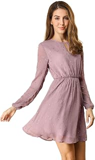 Allegra K Women's Metallic Star Print V-Neck Choker Party Dress