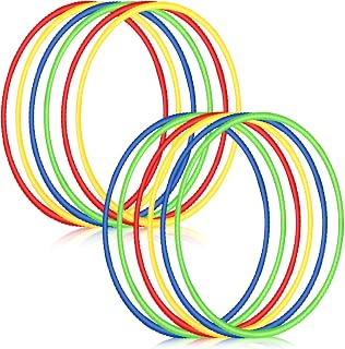 Sratte 12 Pcs Toy Hoops for Kids Adjustable, 28 Inch, Classic Color | Detachable Plastic Hoops for Gymnastics and Dog Agility, Lightweight Colored Rings, Teens Activities, Requires Assembly
