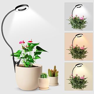 Wolezek Grow Light, 2 in 1 Grow Lights for Indoor Plants Full Spectrum | 3 Colors Plant Lights Indoor, Clip On LED Grow Light with 360° Gooseneck, 6/12/16H Timer, 5 Brightness, Black 1 Pack