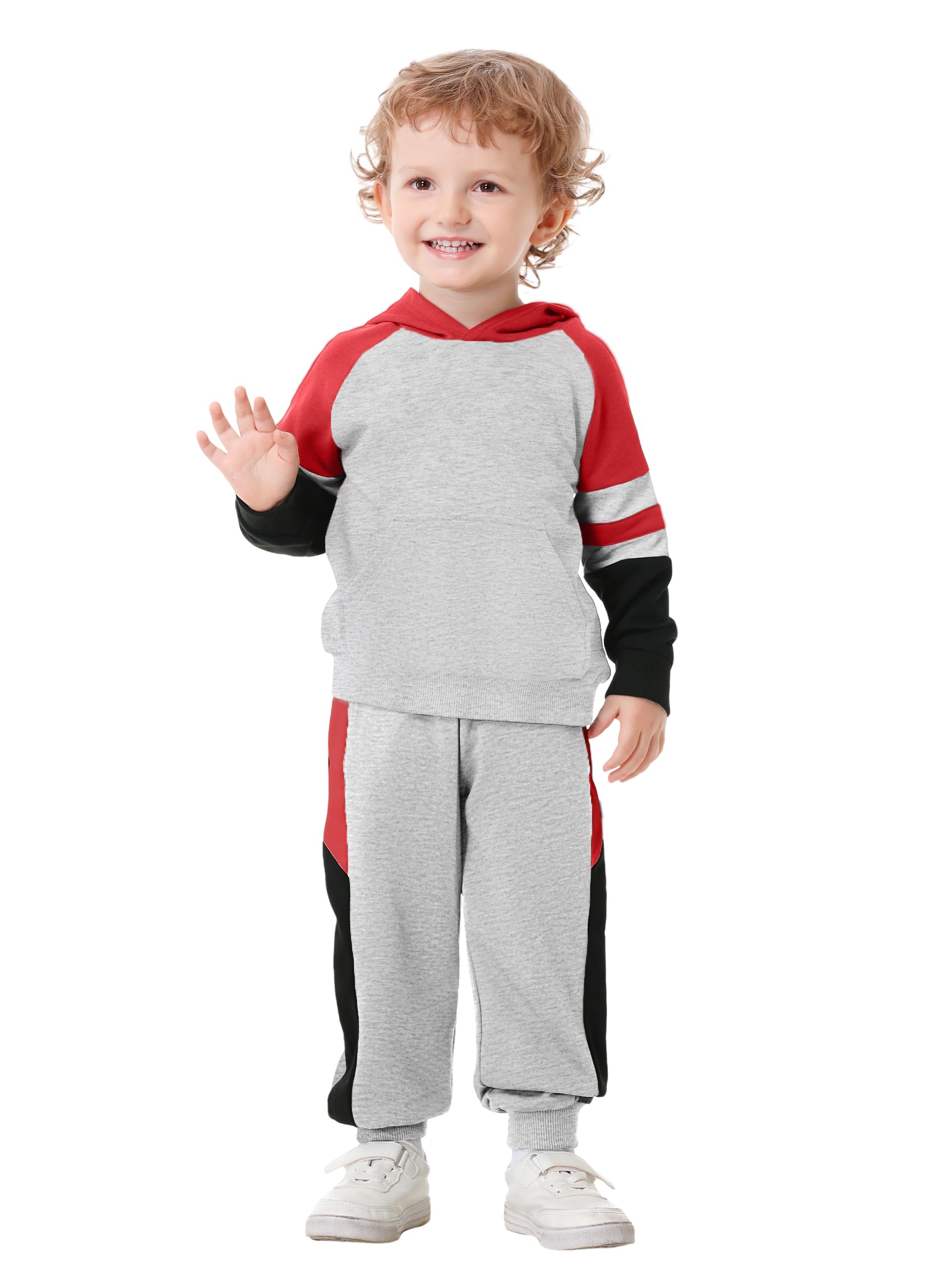 Volunboy Baby Boy 2 Pieces Autumn Winter Hoodie + Cotton Pants Set (Colour Block