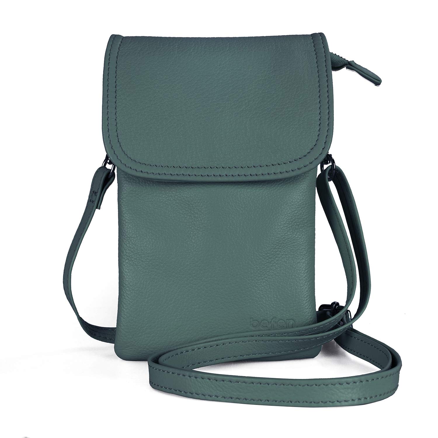 befen Small Women Genuine Leather Crossbody Bag, Mobile Phone Case for Women wit