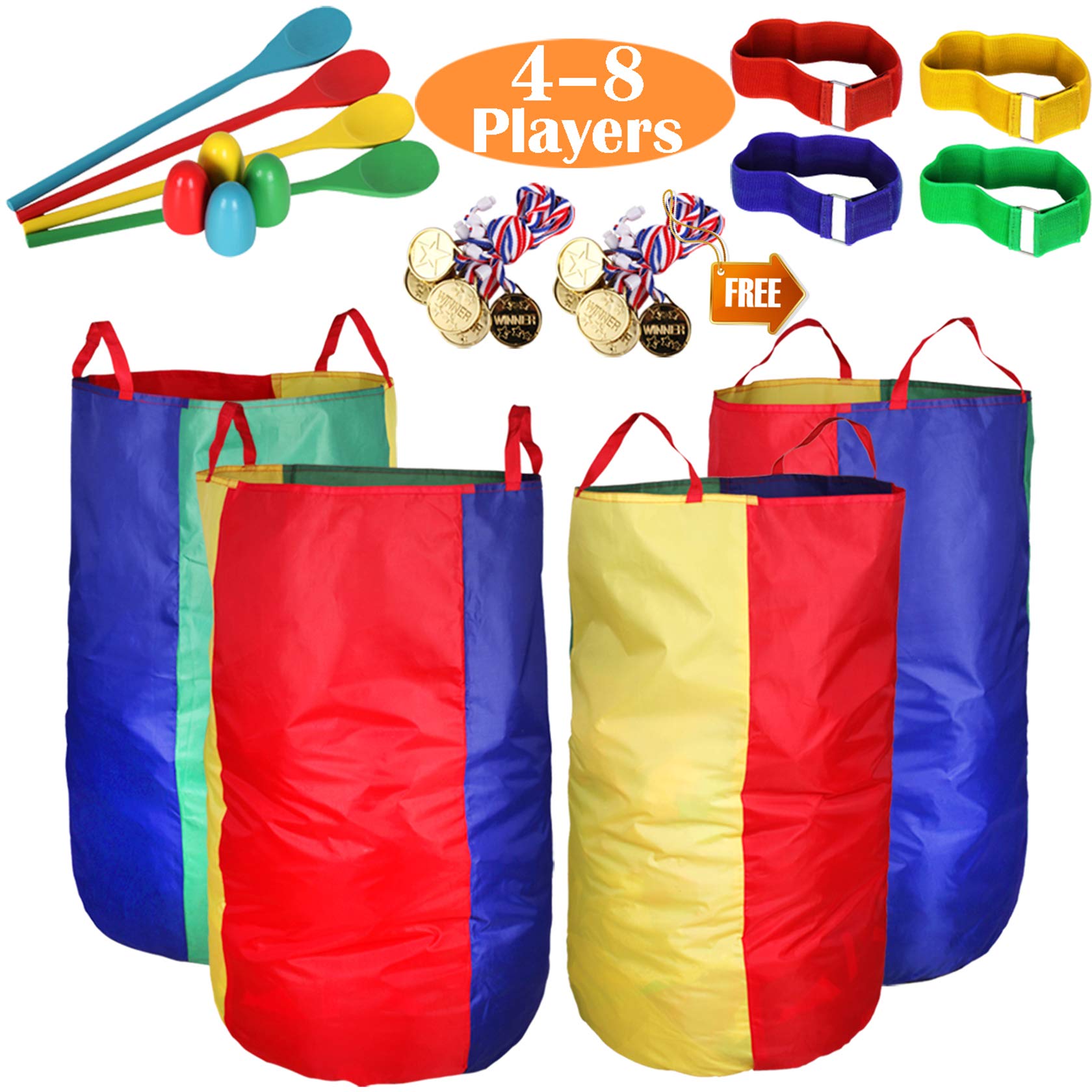 CWLAKON Outdoor Games, Potato Sack Race Bags for Kids Adults, Egg Spoon Relay Ra