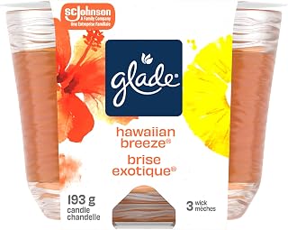 Glade 3-Wick Scented Candle Hawaiian Breeze, Essential Oils, 193g | Tropical Candle, Pineapple Mango Fragrance, Long-Burning 3-Wick, Home Or Gift, Living Room, Bedroom