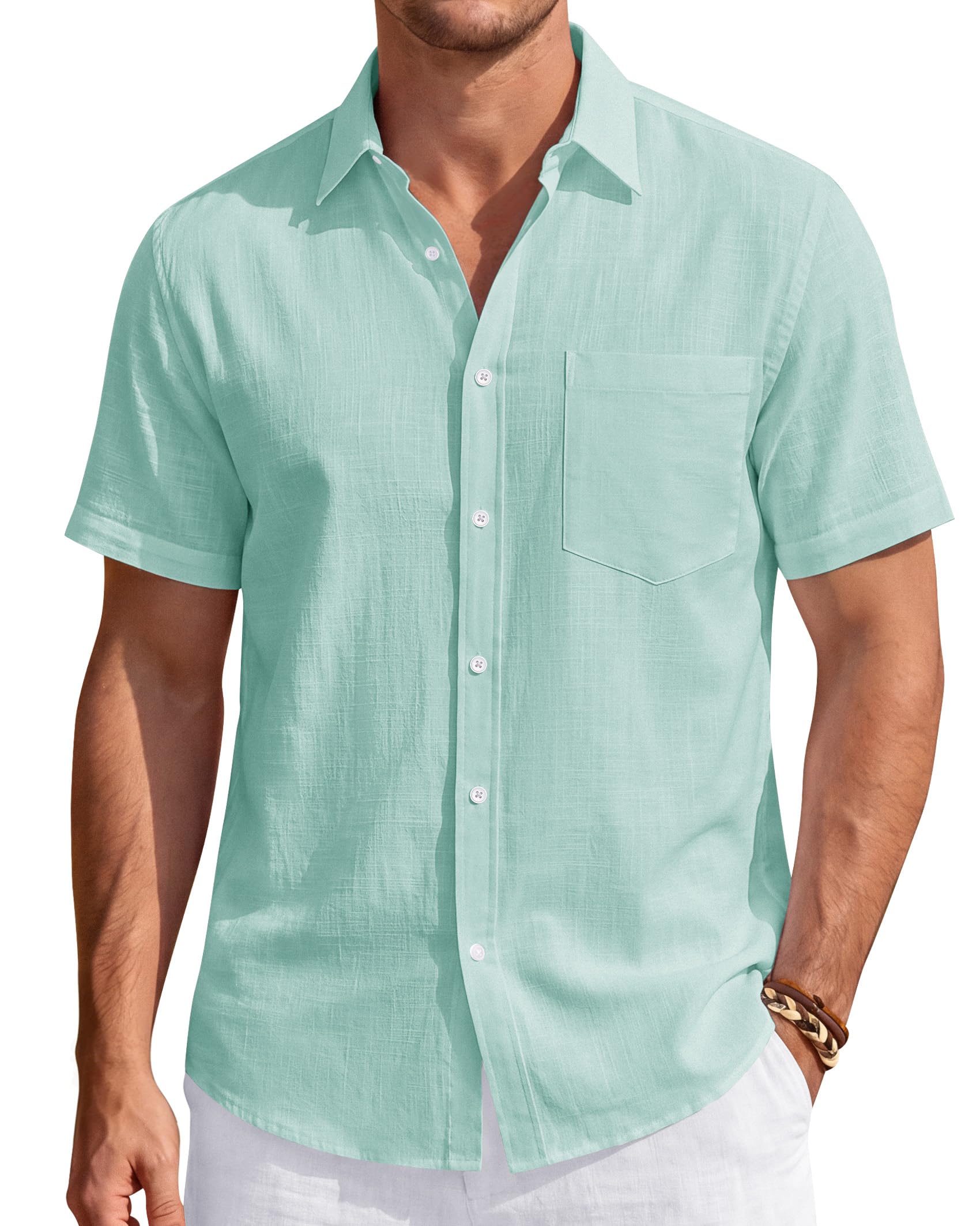 J.VER - Men's Mandarin Collar Long Sleeve T-Shirt with Pocket