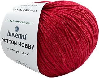 Cotton Hobby Fine #2 Yarn for Amigurumi, Crochet & Knitting, Red