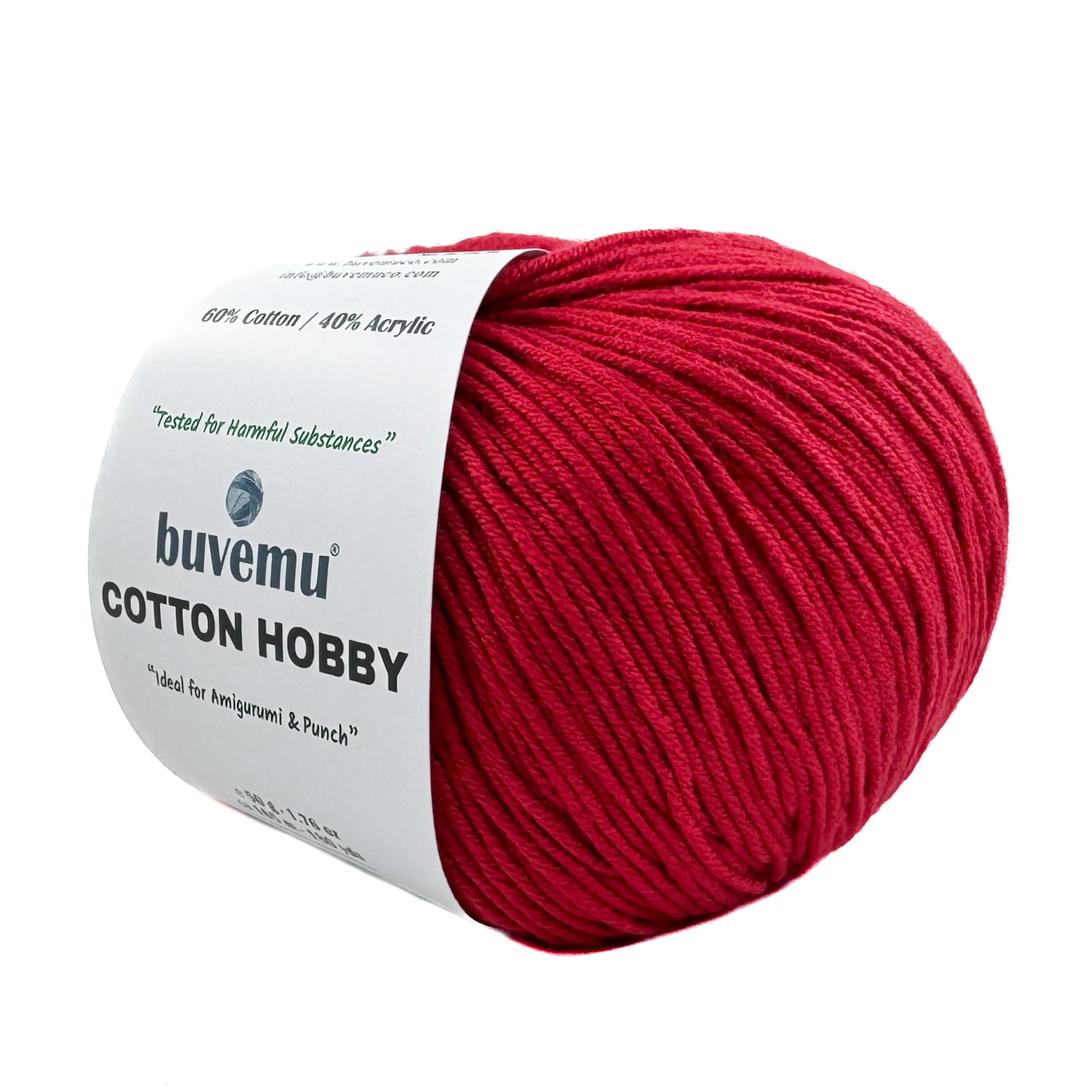 Cotton Hobby Fine #2 Yarn for Amigurumi, Crochet & Knitting, Red