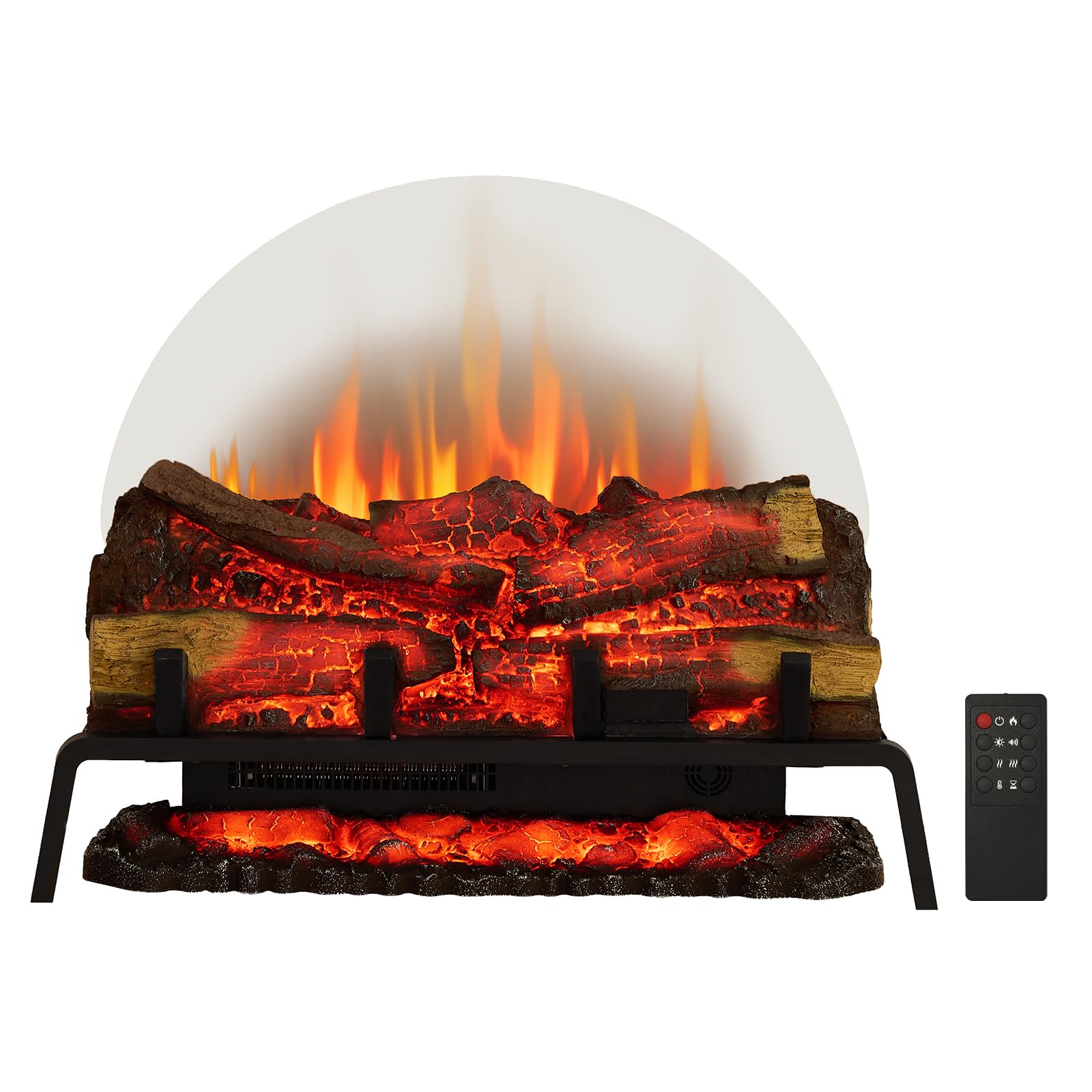 PuraFlame 27" Free Standing Electric Fireplace Log Set Insert, 750W/1500W Heater