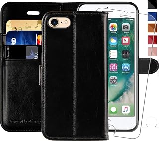 MONASAY iPhone 7/8/SE 2020/2022 Wallet Case, Flip Folio Leather Cover with RFID Blocking Black