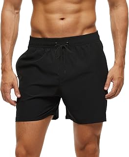 Arcweg Men's Swim Trunks Mens Board Shorts with Zipper Pockets Surfing Stretchy Beach Shorts Breathable Mesh Lining Quick Dry
