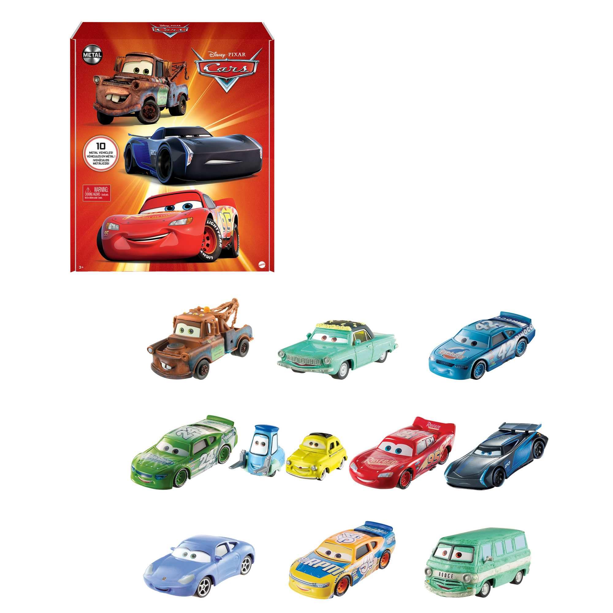 Mattel Disney and Pixar Cars Set of 10 Die-Cast Mini Racers | Collectible Multip