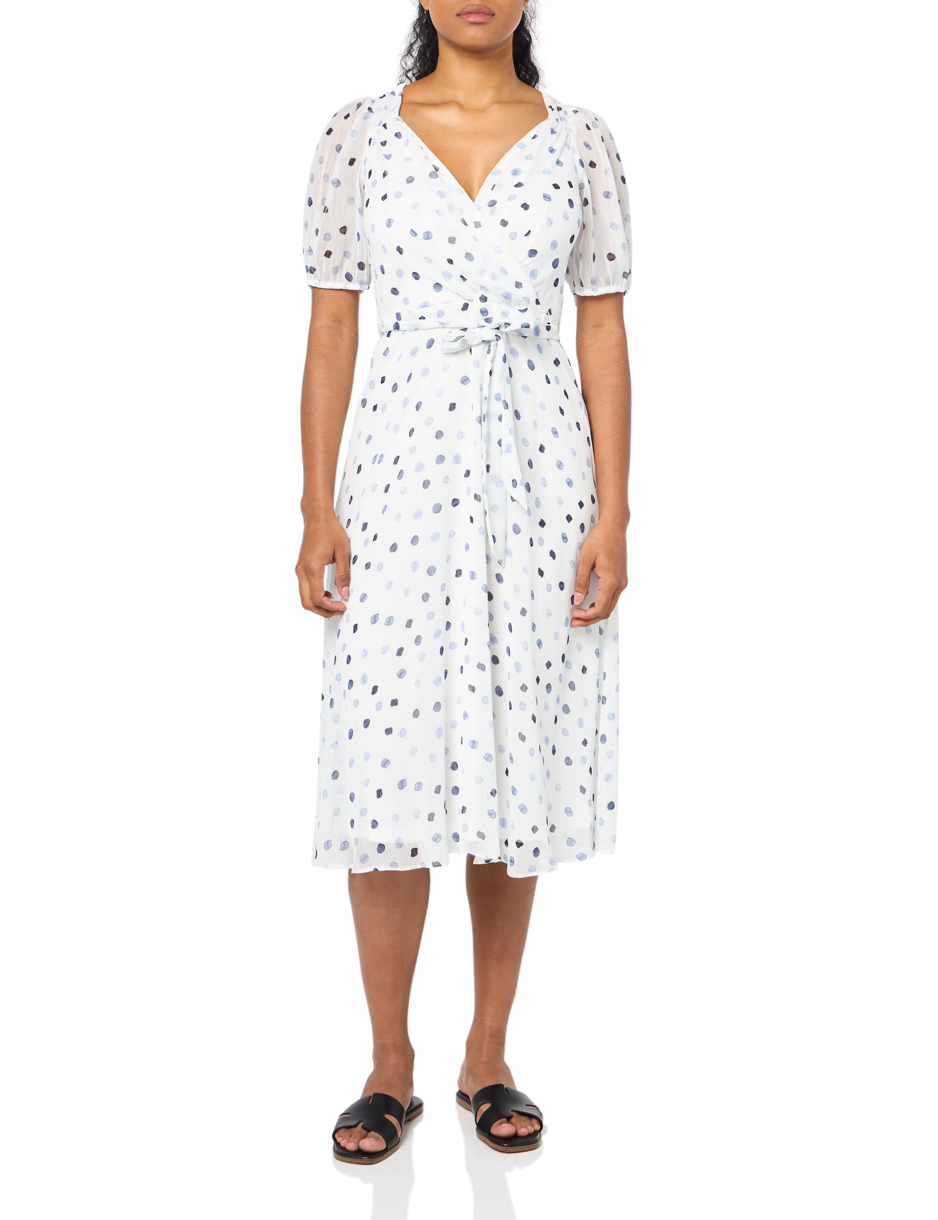 DKNY Womens Flutter Sleeve V-Neck Dress