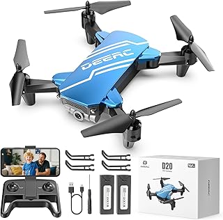 DEERC D20 Mini Drone with Camera for Kids, Remote Control Toys Gifts for Boys Girls with Voice Control, Gestures Selfie, Altitude Hold, Gravity Control, One Key Start, 3D Flips 2 Batteries, Blue