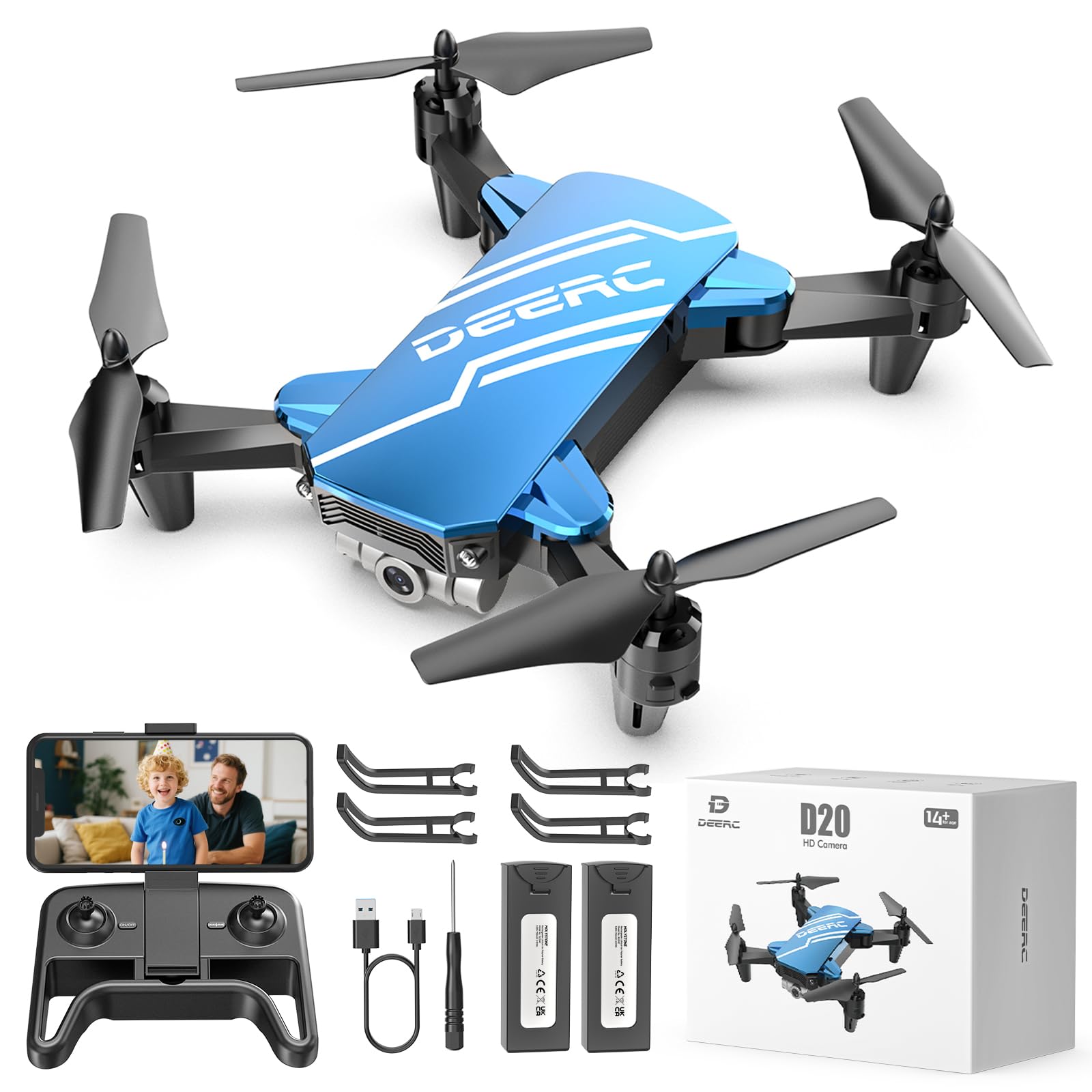 DEERC D20 Mini Drone with Camera for Kids, Remote Control Toys Gifts for Boys Gi