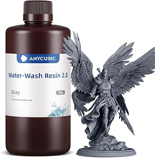 ANYCUBIC Water Washable 3D Printer Resin 2.0 with Easy Post-Processing, High Precision and High Resilience, Low Odor and Anti-Yellowing 3D Resin for LCD/DLP Printers(Grey,1kg)