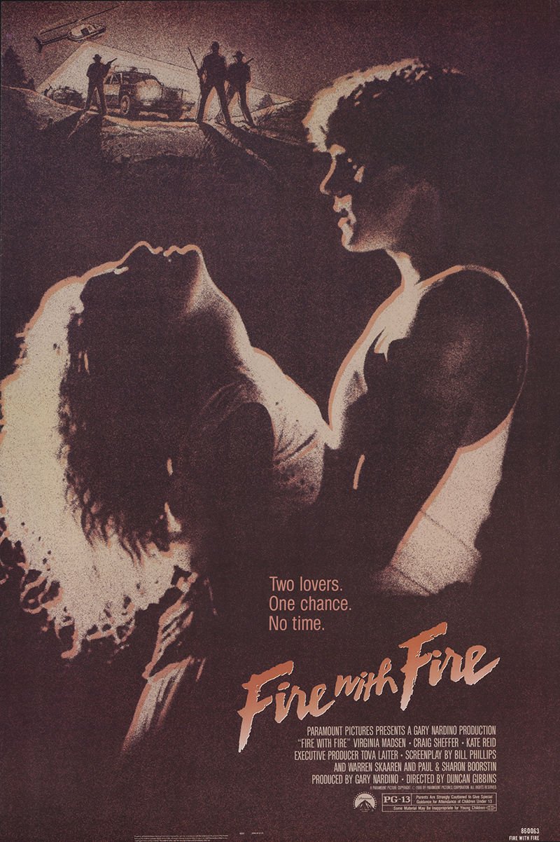 FIRE WITH FIRE 27"X41" Original Movie Poster One Sheet ROLLED Craig Sheffer 1986