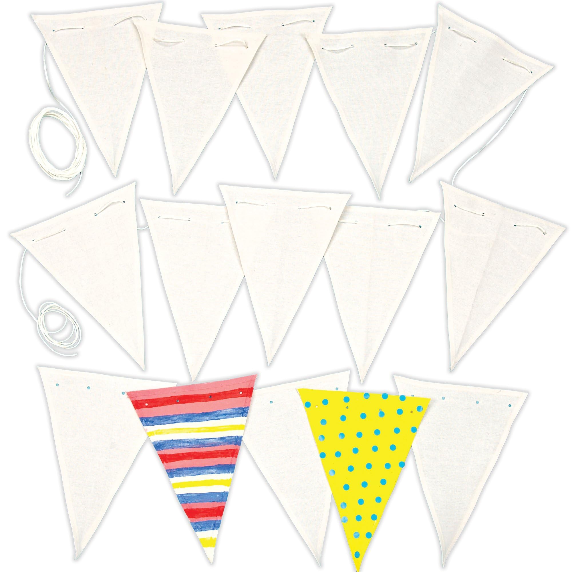 Baker Ross EV858 Design Your Own Fabric Bunting - Pack of 15, for Kids to Paint,