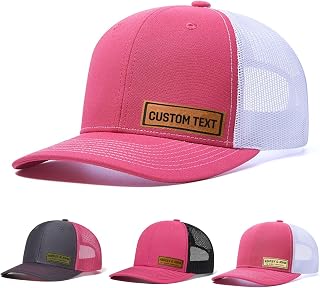 Custom Hats for Men Women Personalized Baseball Caps Leather Patch Trucker Hat for Adult Adjustable Custom Hats