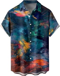 Tropical Shirts Button Down Holiday Casual Hawaiian Short Sleeve Men Loose Beach Shirts
