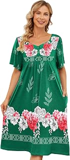 House Dresses for Women with Pockets Short Sleeve Moo Moo Nightgown