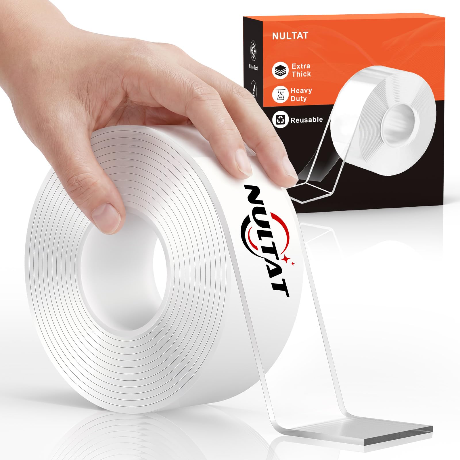 NULTAT Double Sided Tape Heavy Duty, Nano Reusable, Removable, Washable Double S