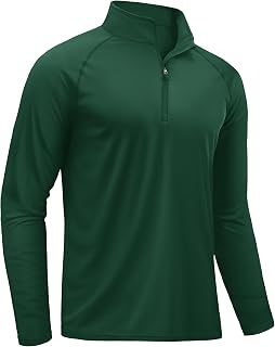 TACVASEN Rash Guard Mens Swim Shirt Long Sleeve UV Fishing Sun Protection UPF 50 Running Athletic 1/4 Zip Shirt for Men