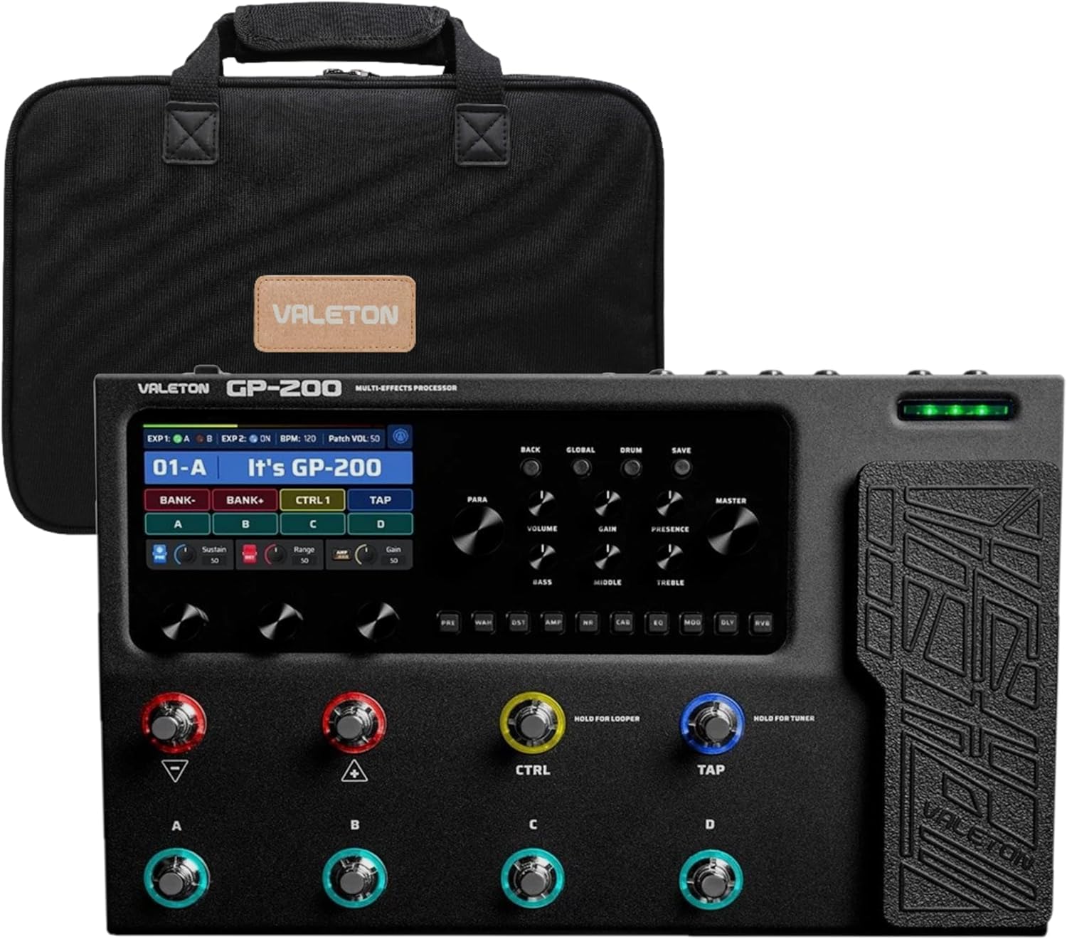 Valeton GP-200 Multi-Effects Guitar & Bass Processor Pedal with Amp Modeling, IR