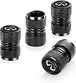 SDSHSM 4 Pcs Metal Car Wheel Tire Valve Stem Caps for Infiniti Q50 FX35 FX37 F50 QX70 QX60 EX35 Logo Tire Cover Accessories. (Black)
