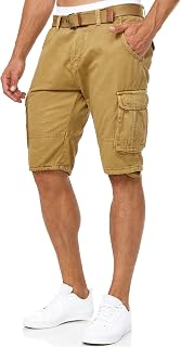 Indicode Men's Monroe Cotton Cargo Shorts with Pockets and Belt