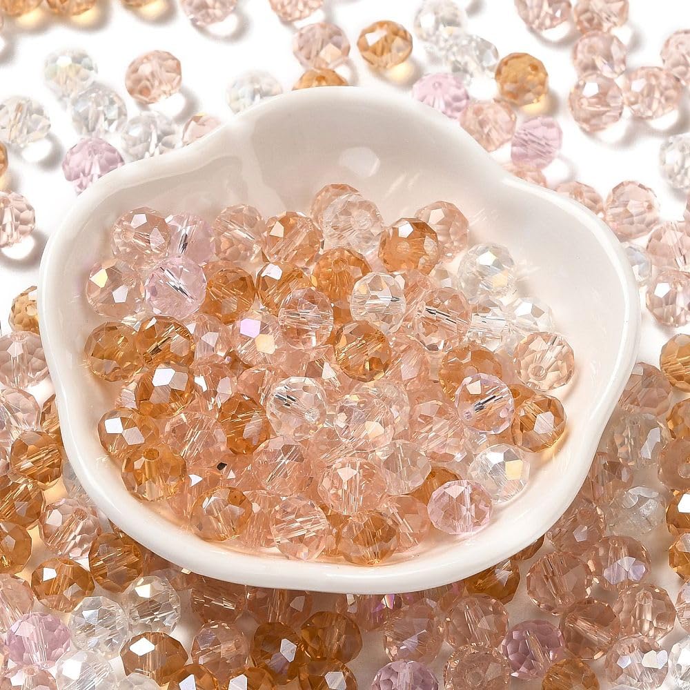 145pcs/60g Mixed Color Rondelle Faceted Glass Beads Loose Glass Beads for Crafts