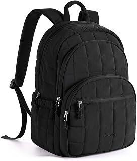 BAGSMART Travel Backpack for Women, 15.6" College Laptop Backpack, Black | Fits 15.6" Laptop, Personal Carry-on Size with Trolley Sleeve, Quilted Style for College Nurse Teacher, Water-Resistant