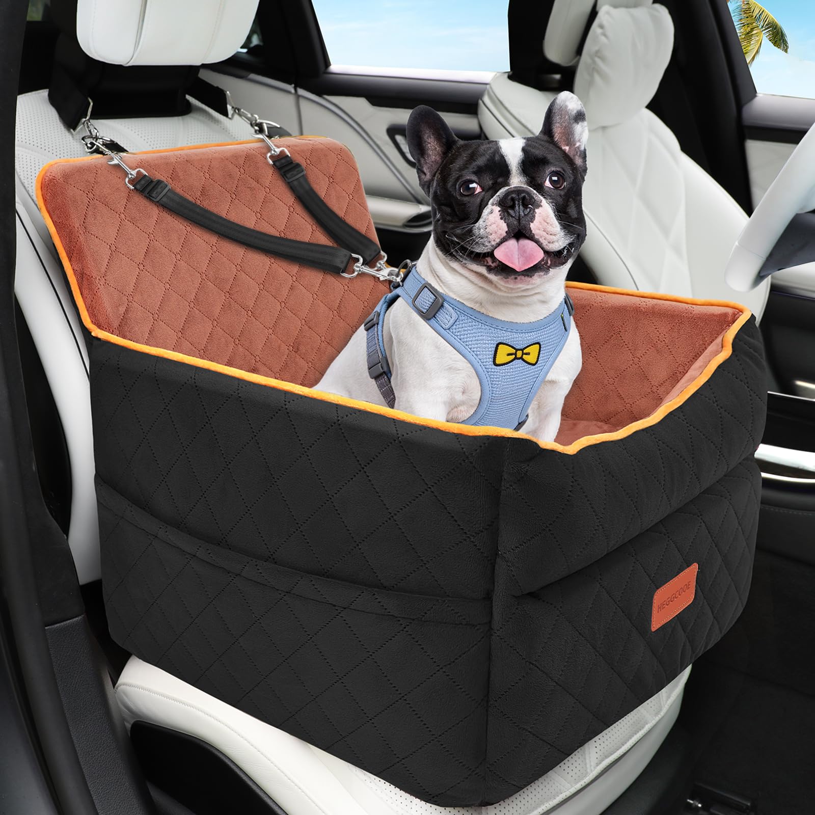 HEGGCOOE Small Dog Car Seat, Memory Foam Dog Booster Car Seats with Thick Cushio