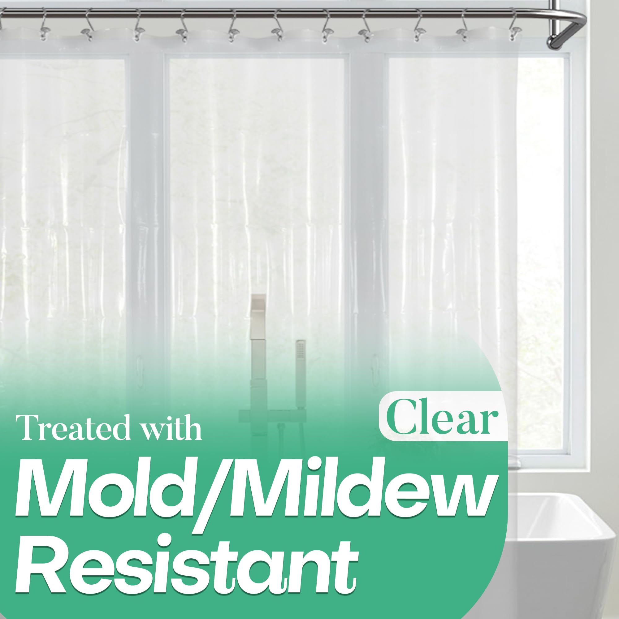 Mrs Awesome Clear Shower Curtain Liner with 3 Magnets, 72x72 | 12 Rustproof Grom