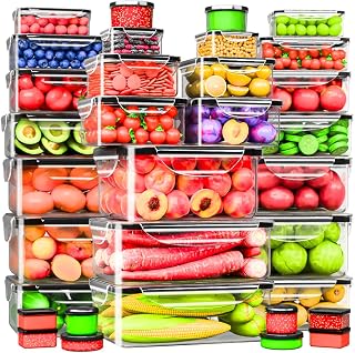 66 PCs (Total 19075 ML) Large Plastic Food Containers with Lids,Storage Box