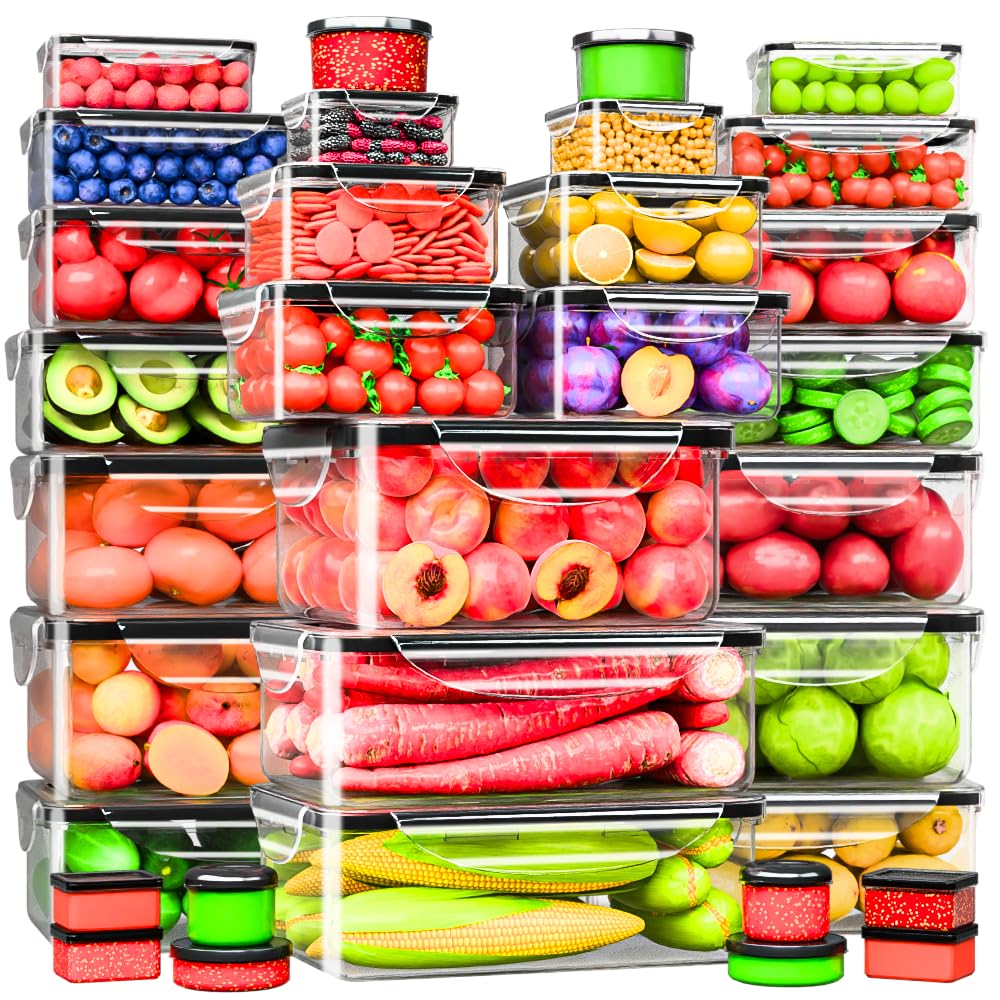 66 PCs (Total 19075 ML) Large Plastic Food Containers with Lids,Storage Box