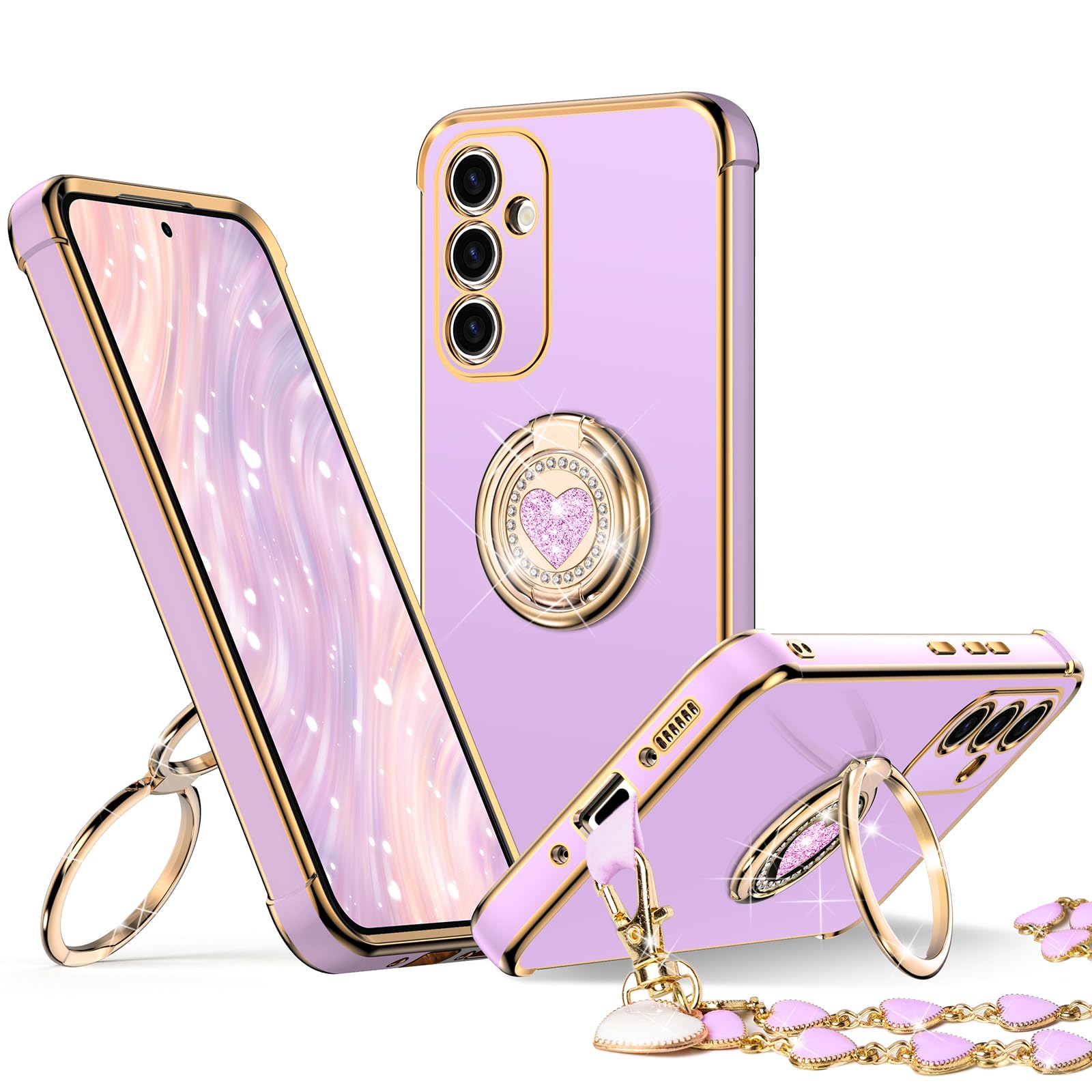 XYZ for Samsung Galaxy S24 Plus Case with Ring Stand, Purple