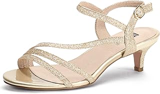 IDIFU Women's Dressy Strappy 2 Inch Low Kitten Heels Open Toe Heel Sandals