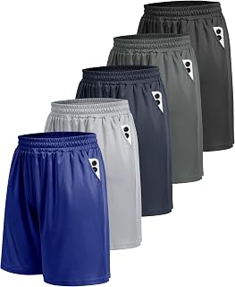 BOOJO 5 Pack Athletic Gym Mens Shorts with Pockets Quick Dry for Basketball