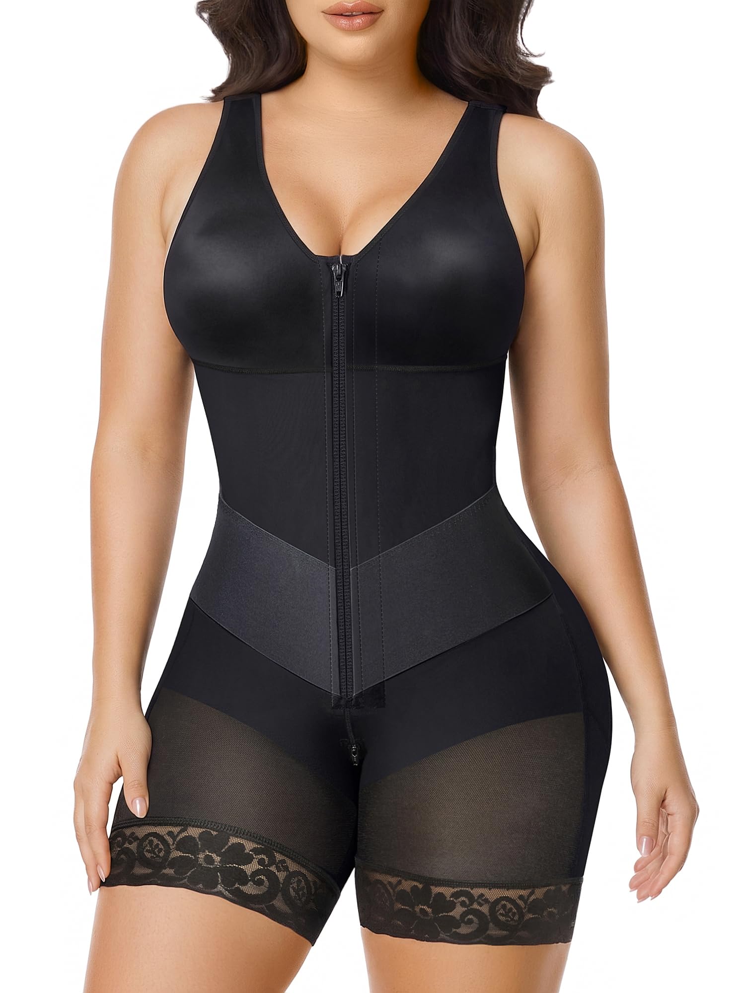 SHAPERX Women's Shapewear Bodysuit, V-Shaped Faja Colombiana Tummy Control Body 