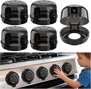 Gas Stove Knob Safety Covers | Oven Lock Baby Proofing - Heat Resistant | Oven Knob Covers For Child Safety, Strong Adhesive, Easy Install, Easy Clean, Gas Lock, Kitchen Baby&amp;Child Proofing, Pet Safe