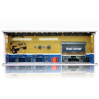 Saichotoy Display Case for Hot Wheels, 1/64 Garage Storage, Repair Store | LED Diorama with Acrylic Cover for 1/64 Cars and Monster Trucks, Stackable Foamboard Design, Birthday Gift, Cars Not Included